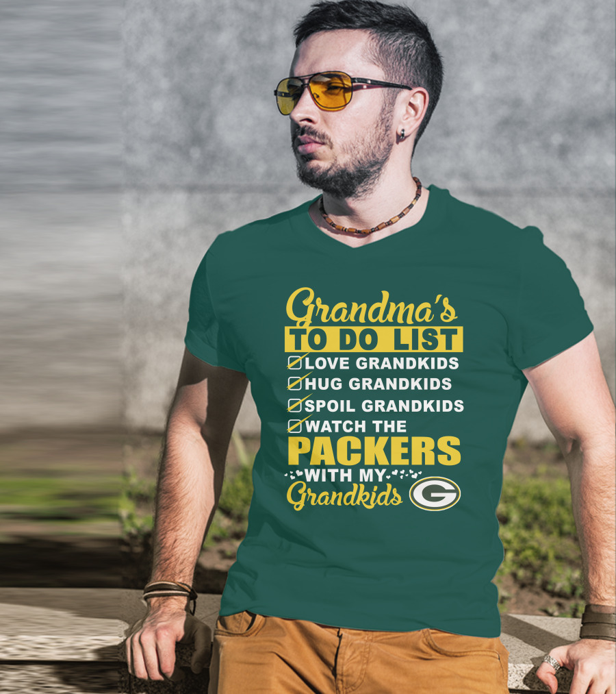 Grandma's To Do List Packers Watch With My Grandkids Green Bay Packers T-Shirt