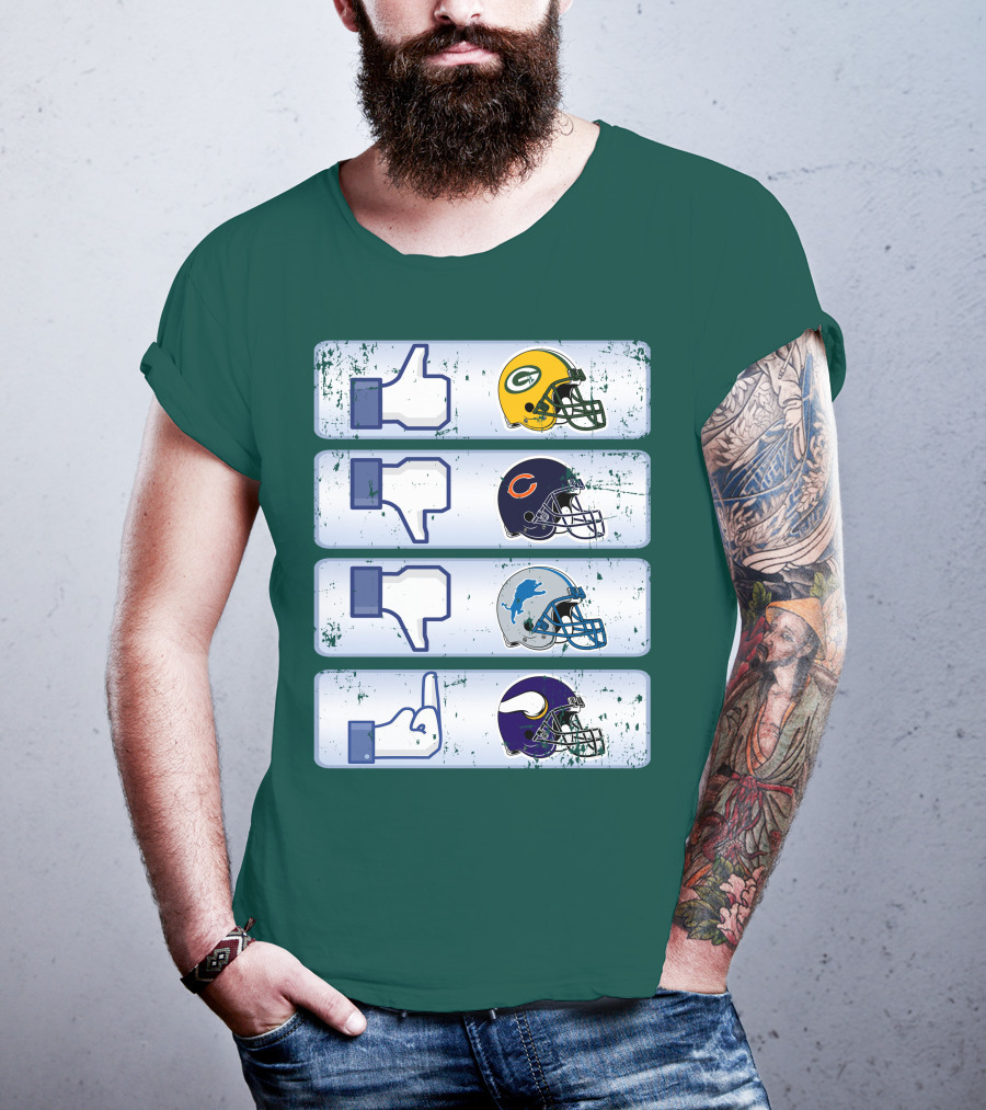 Green Bay Packers Chicago Bears Detroit Lions Minnesota Vikings Nfl Rivalry Icons T-Shirt