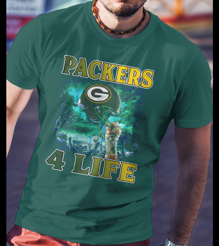 Packers 4 Life Green Bay Victory Helmet Celebration T-Shirt