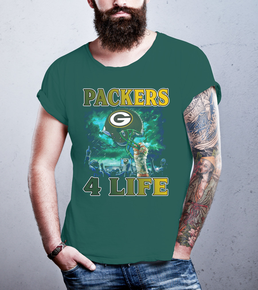 Packers 4 Life Green Bay Victory Helmet Celebration T-Shirt