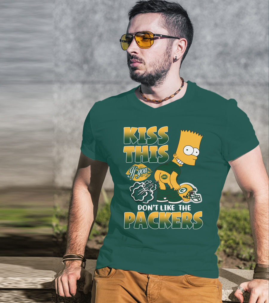 Green Bay Packers Kiss This Bart Simpson Don't Like The Packers T-Shirt