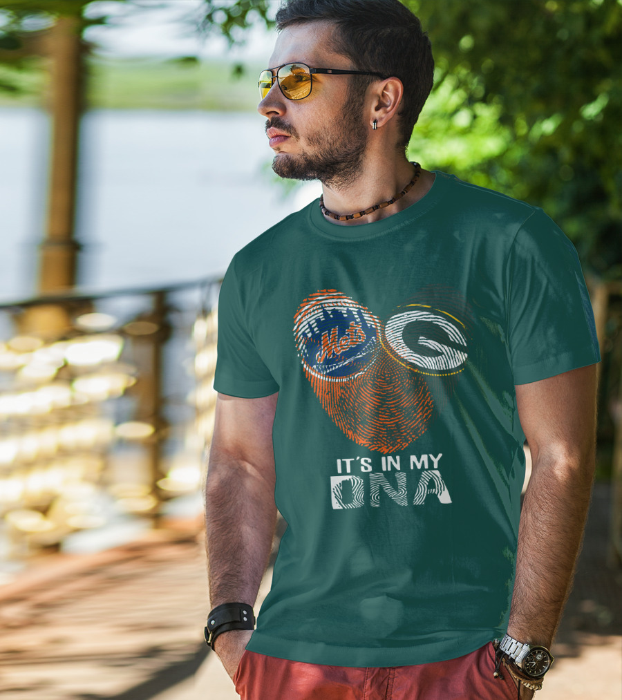 Green Bay Packers New York Mets It's In My Dna T-Shirt