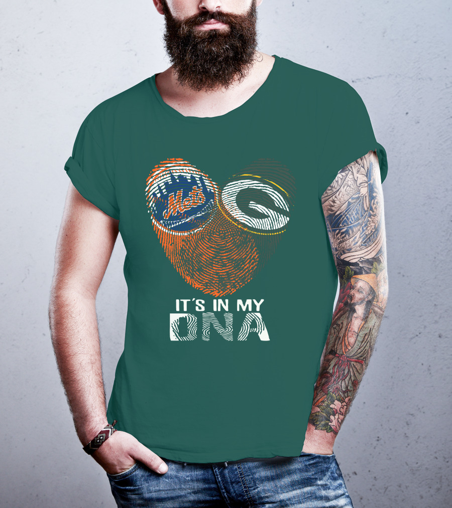 Green Bay Packers New York Mets It's In My Dna T-Shirt