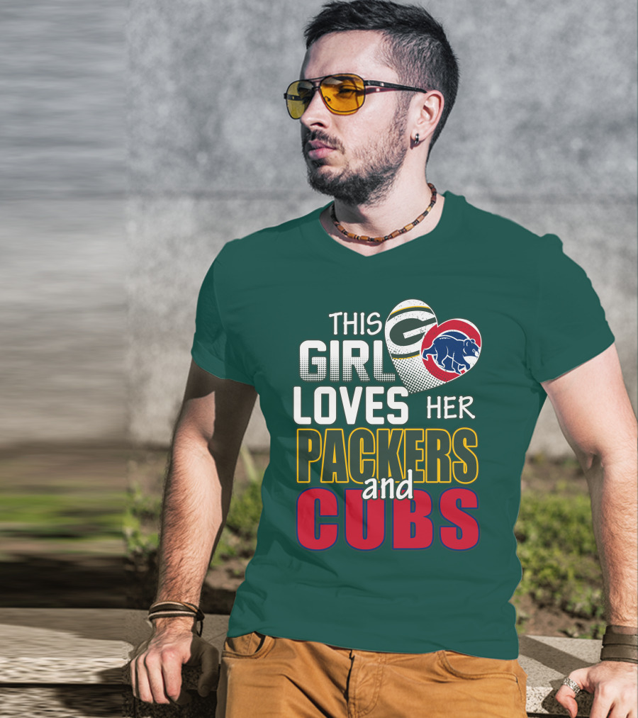 This Girl Loves Her Packers And Cubs T-Shirt