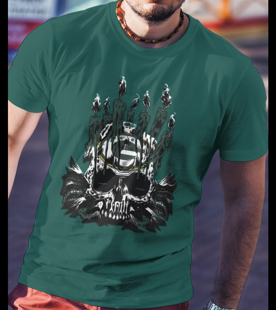 Green Bay Packers Skull Candle T-Shirt