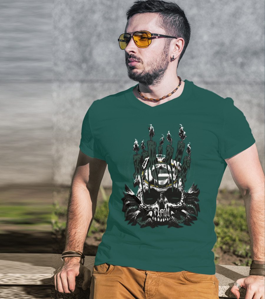 Green Bay Packers Skull Candle T-Shirt