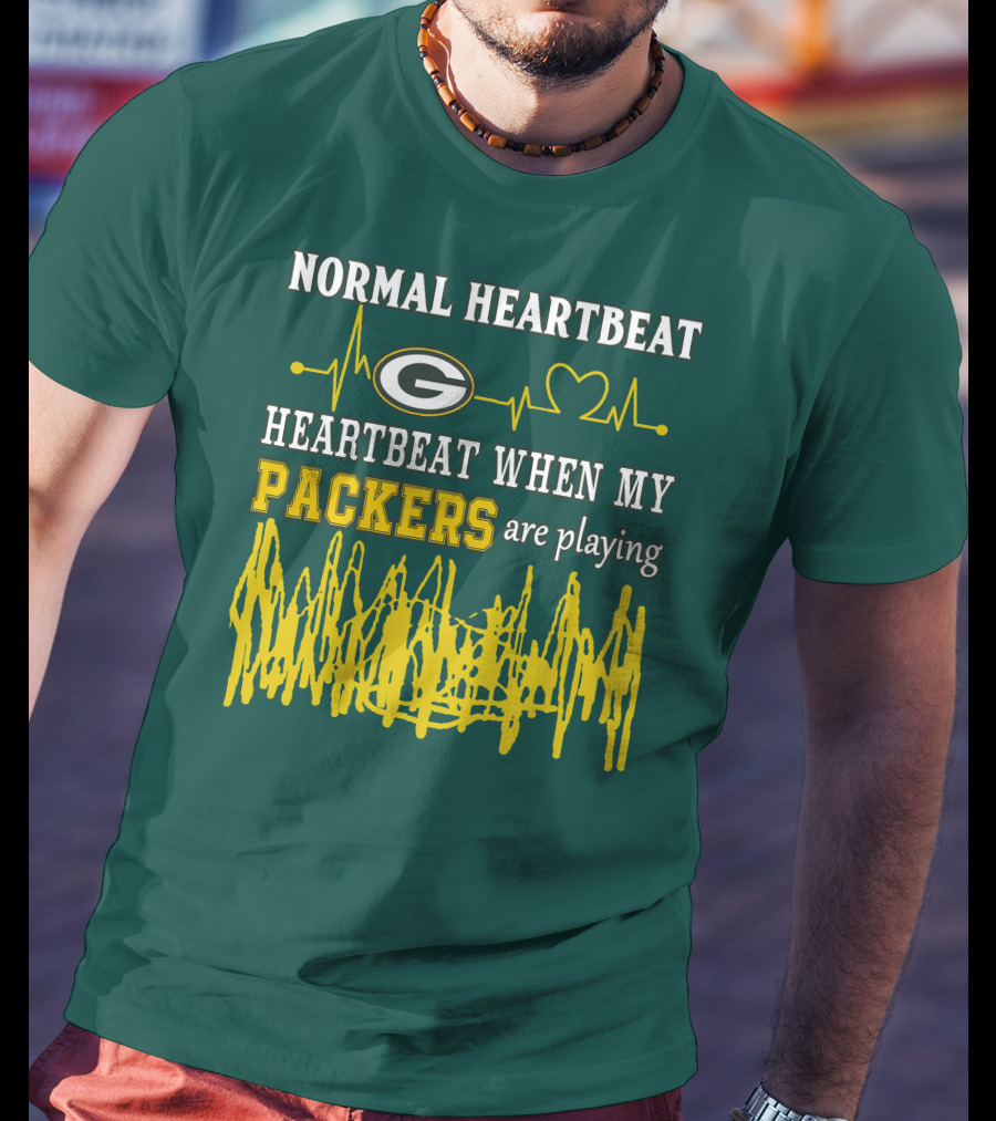 Normal Heartbeat Heartbeat When My Packers Are Playing Green Bay Packers T-Shirt