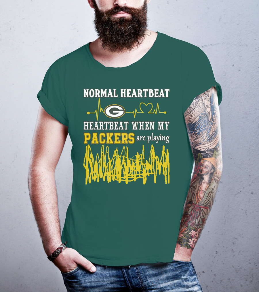 Normal Heartbeat Heartbeat When My Packers Are Playing Green Bay Packers T-Shirt