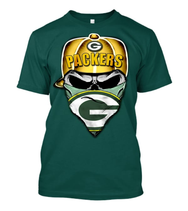 Packers Skull Bandana Hard Hat G Logo Green Bay 29 T-Shirt