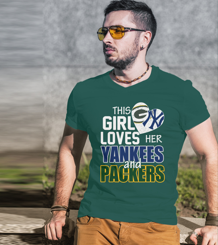 This Girl Loves Her Yankees And Packers T-Shirt
