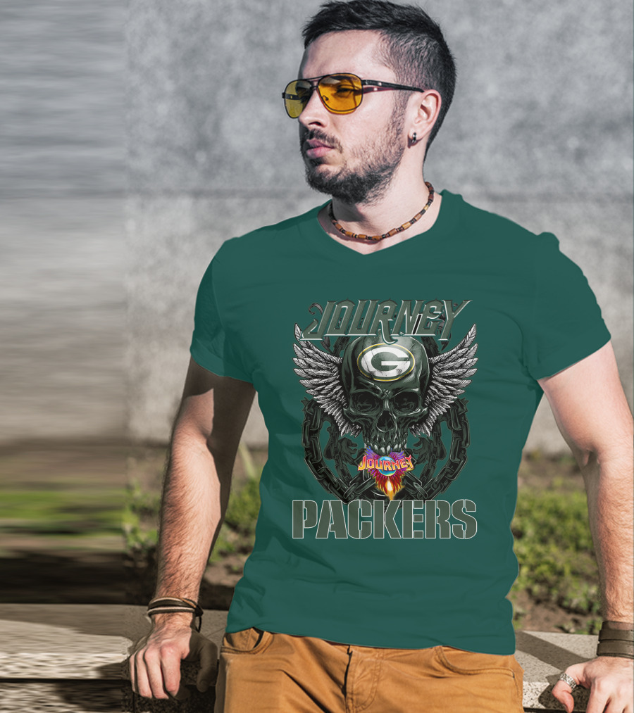 Journey Green Bay Packers Winged Skull Flame T-Shirt