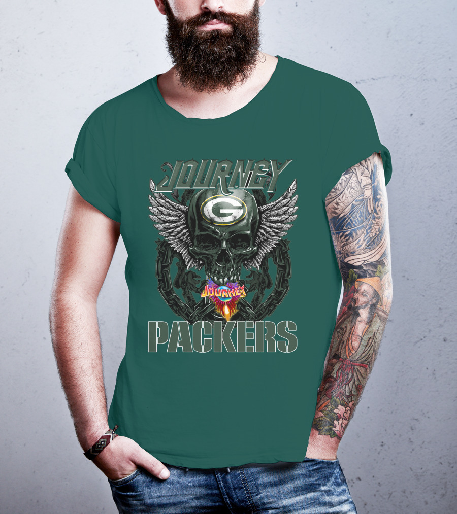 Journey Green Bay Packers Winged Skull Flame T-Shirt
