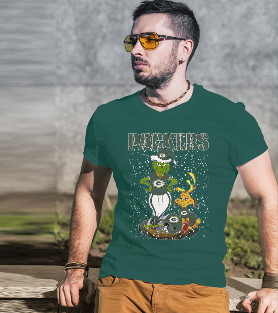 Grinch Packers Christmas Football T-Shirt