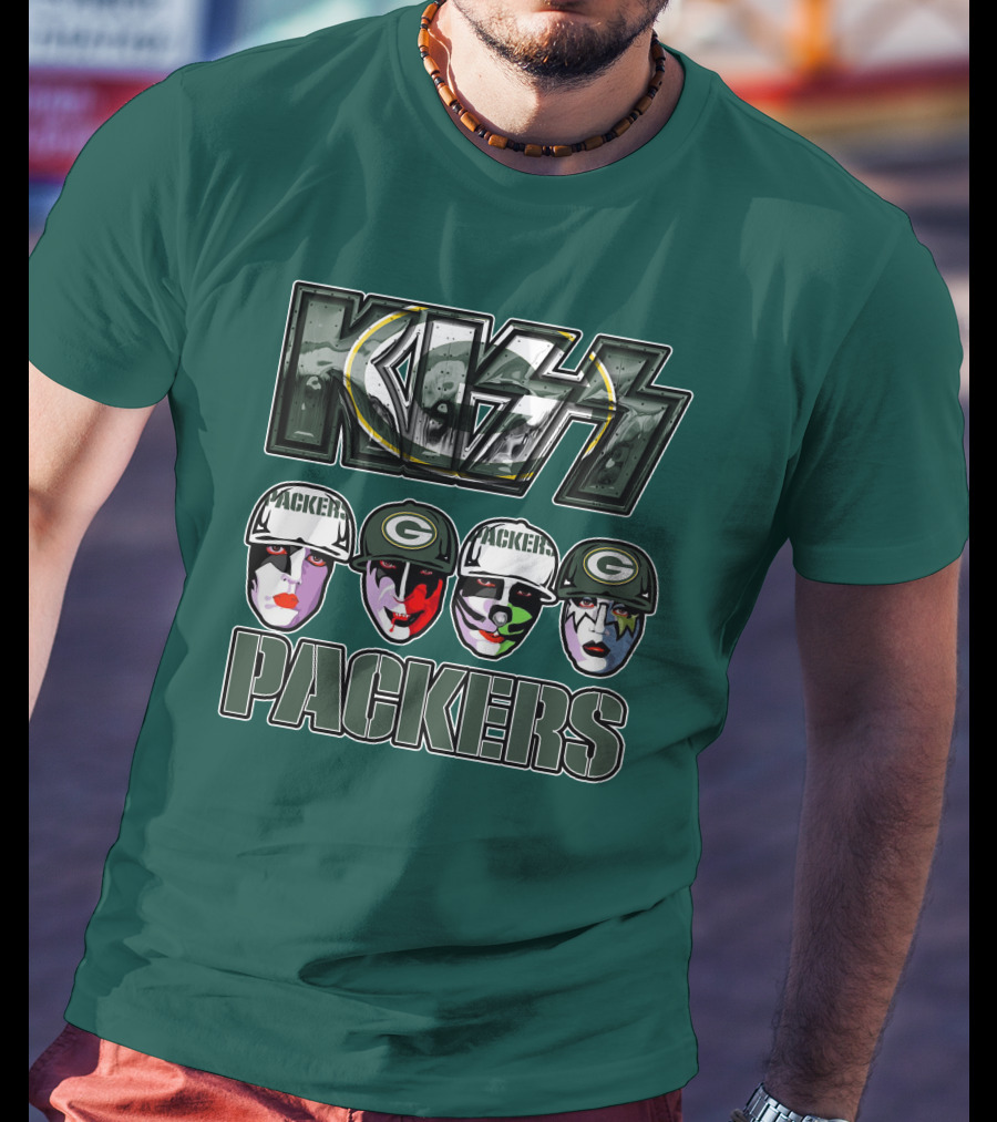 Kiss Packers Green Bay Fan Faces T-Shirt
