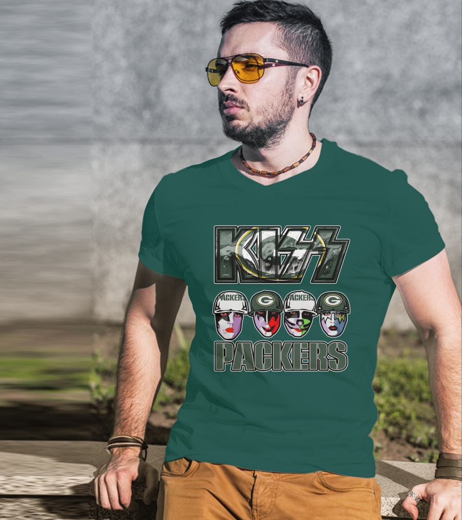 Kiss Packers Green Bay Fan Faces T-Shirt