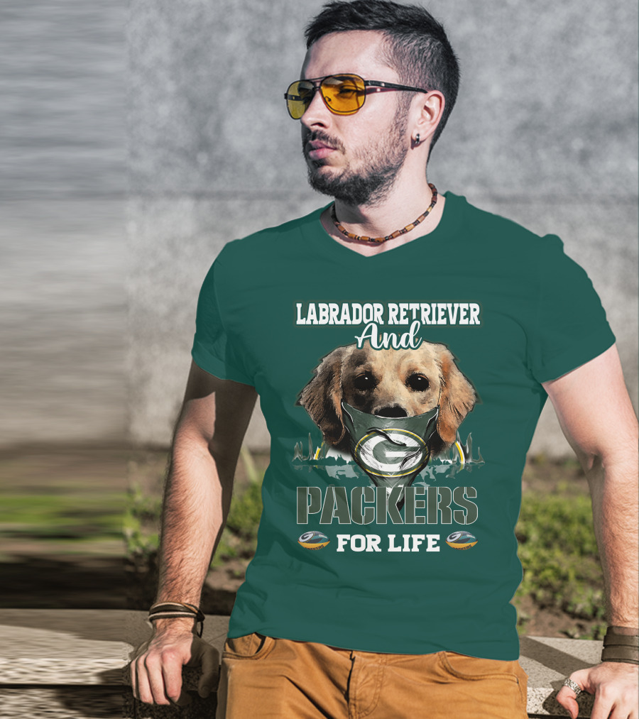 Labrador Retriever And Packers For Life Green Bay Packers T-Shirt