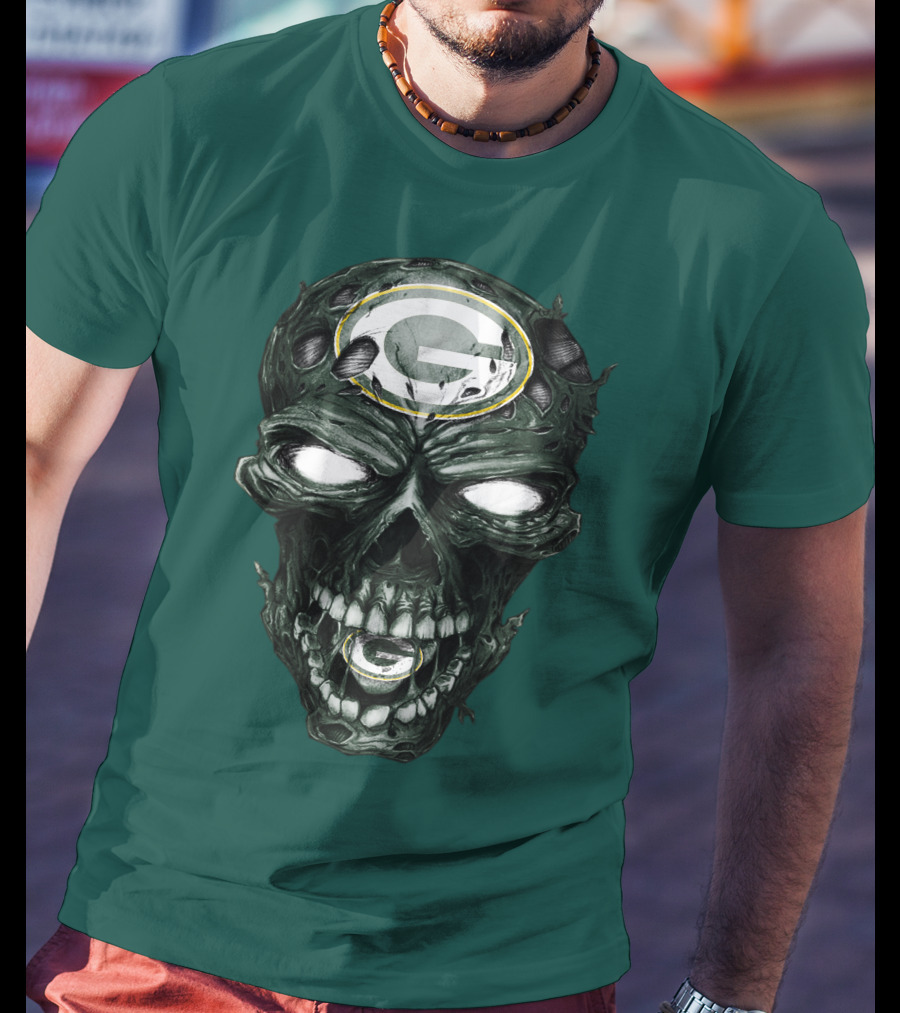 Skull Green Bay Packers G Logo Zombie Fusion T-Shirt