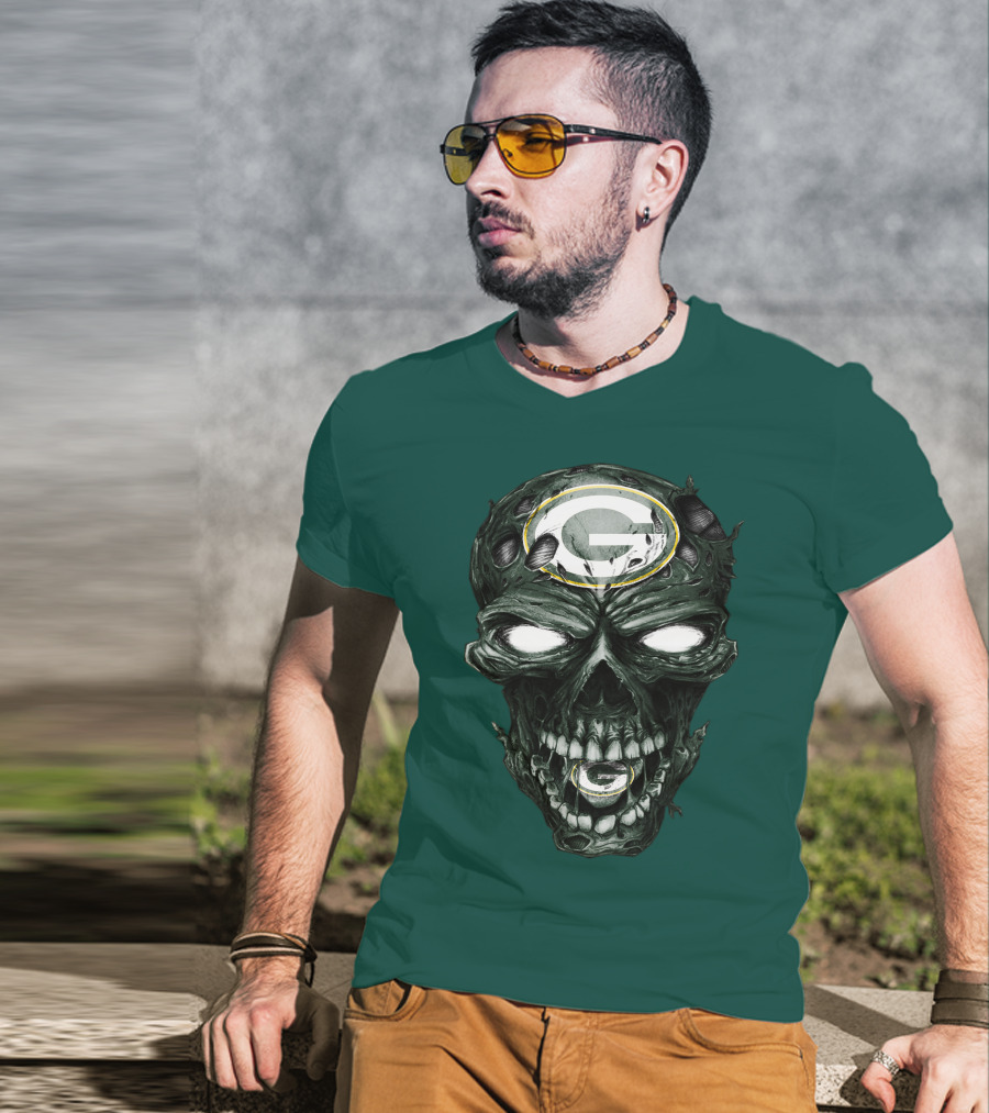 Skull Green Bay Packers G Logo Zombie Fusion T-Shirt