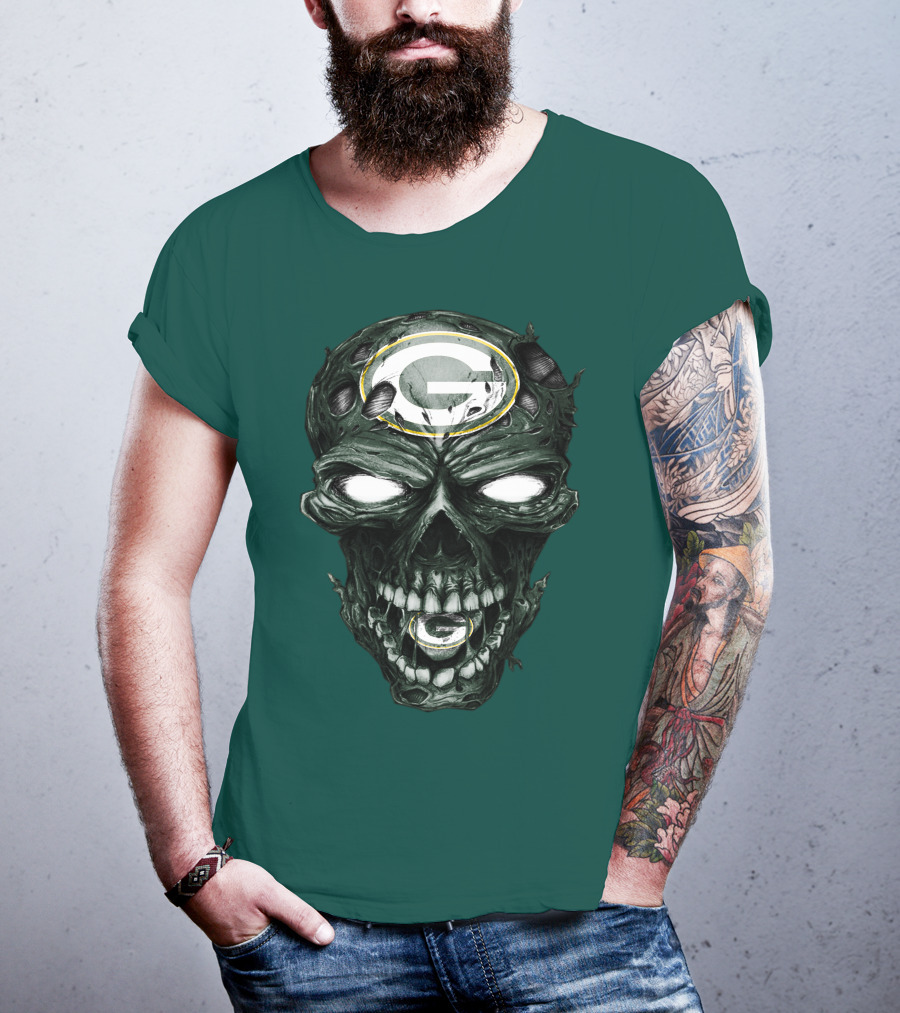 Skull Green Bay Packers G Logo Zombie Fusion T-Shirt