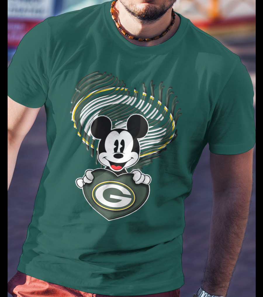 Mick Fan Embraces Green Bay Packers Heart T-Shirt