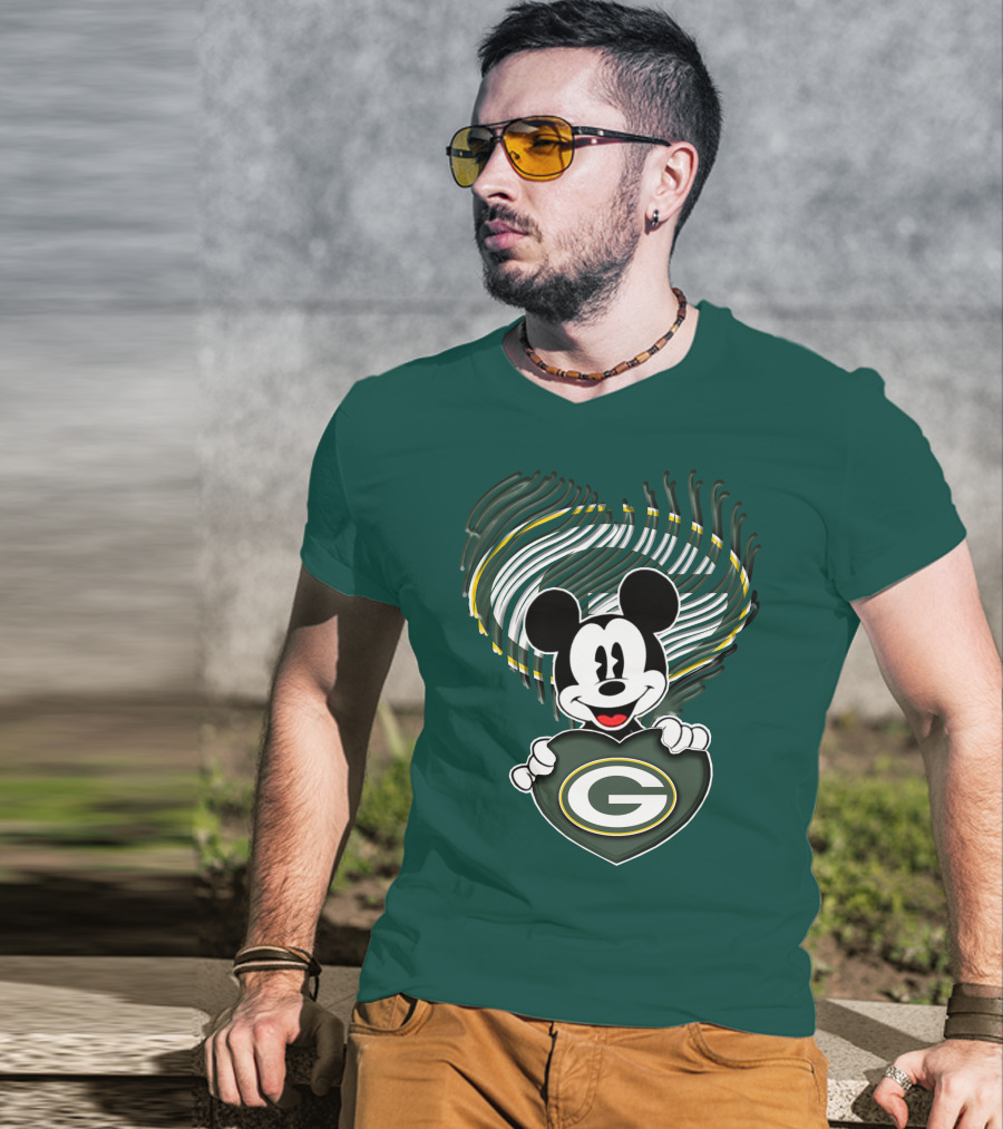 Mick Fan Embraces Green Bay Packers Heart T-Shirt