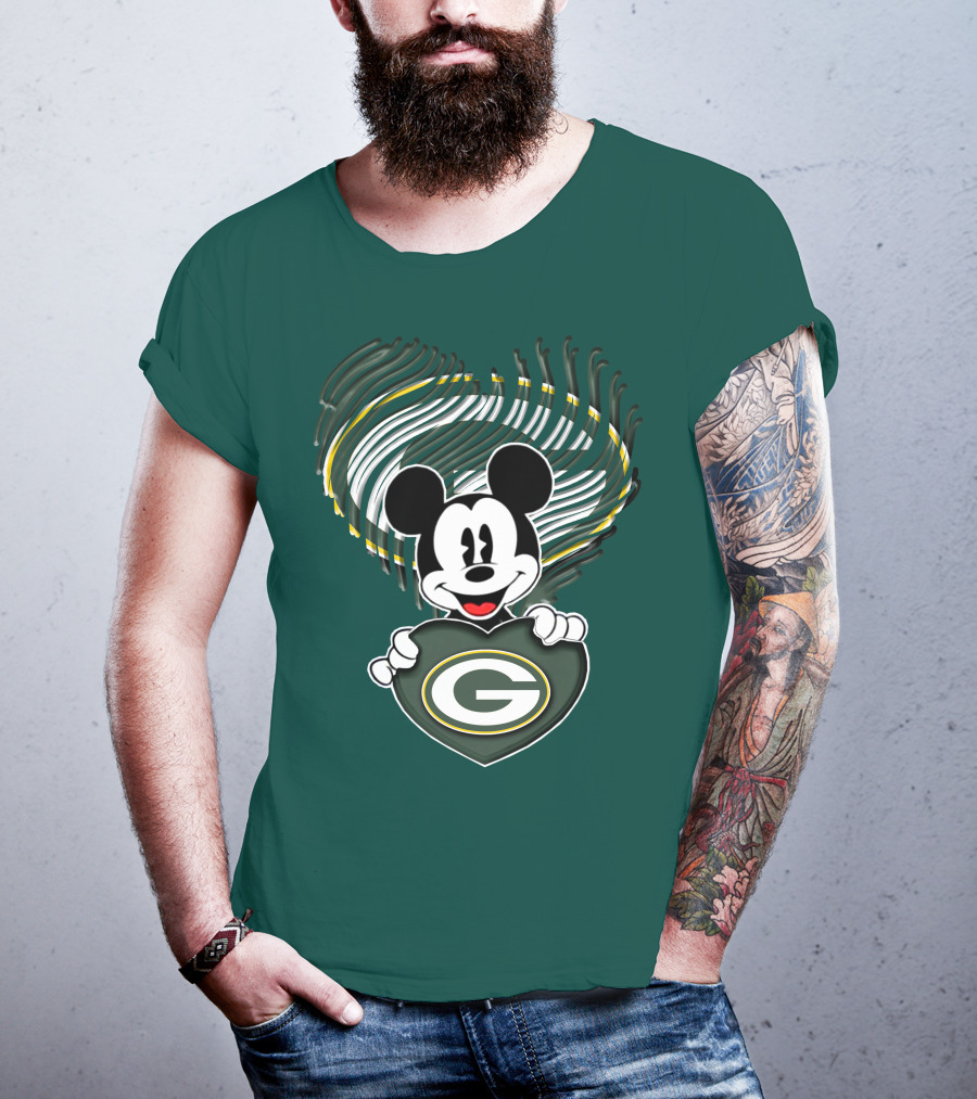Mick Fan Embraces Green Bay Packers Heart T-Shirt
