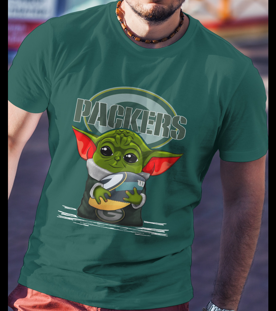 Yoda Holding Football With Green Bay Packers T-Shirt