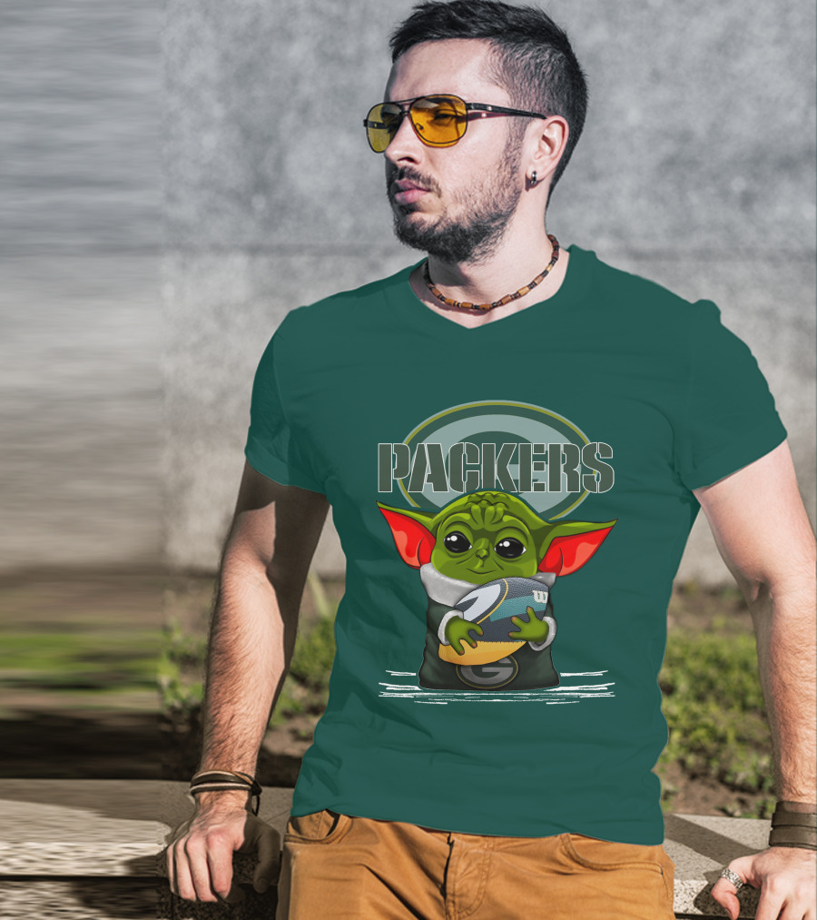 Yoda Holding Football With Green Bay Packers T-Shirt