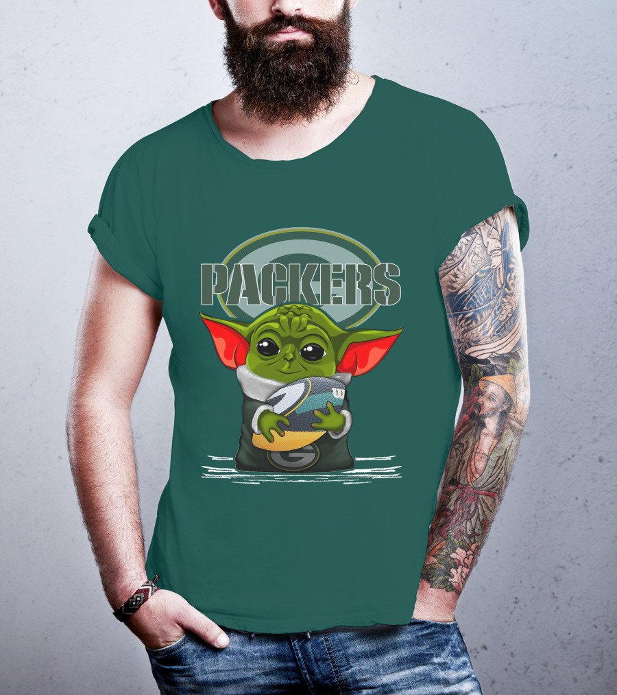 Yoda Holding Football With Green Bay Packers T-Shirt