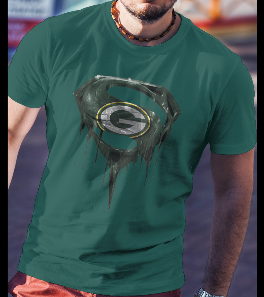 Spm Superman Green Bay Packers Logo Fusion T-Shirt
