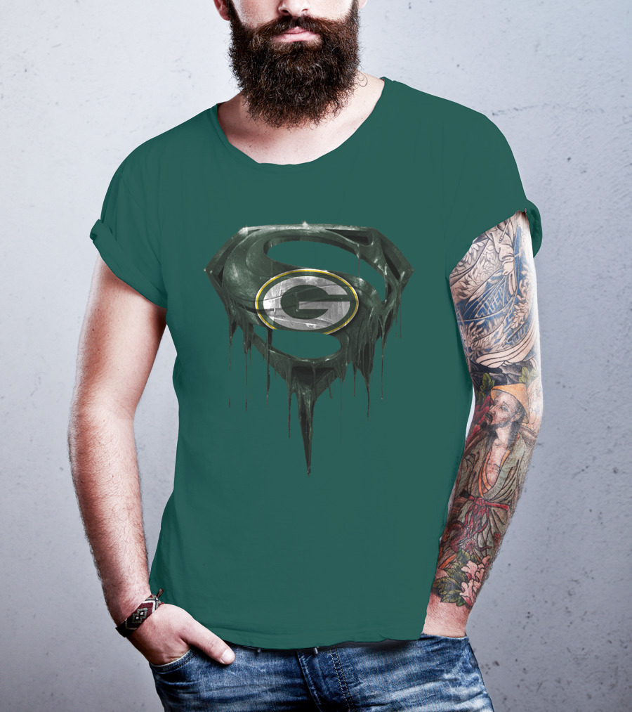 Spm Superman Green Bay Packers Logo Fusion T-Shirt