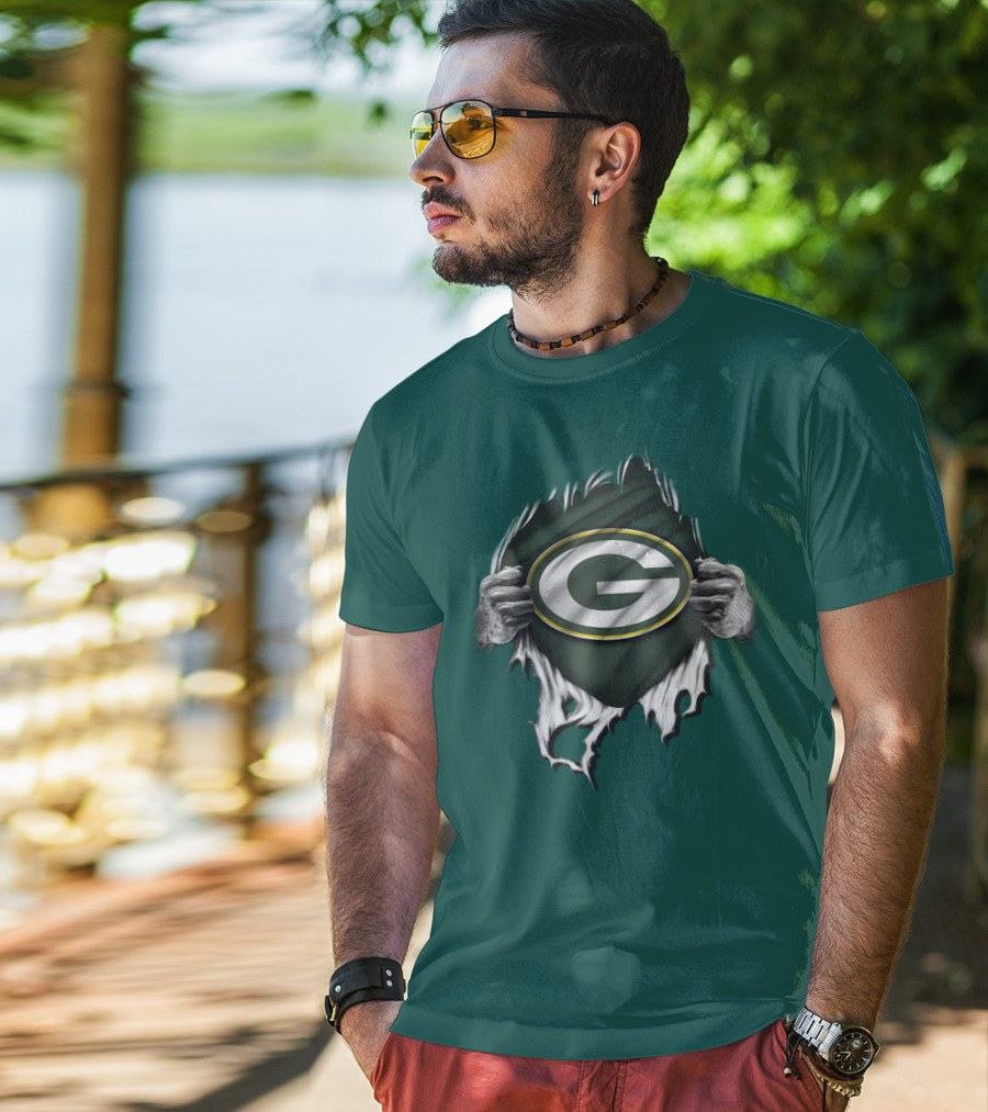 Green Bay Packers Torn Logo Superfan T-Shirt