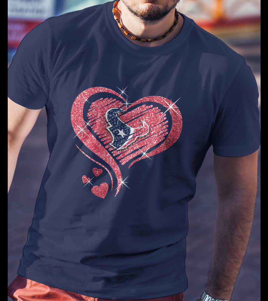 Heart Diamond Glitter Houston Texans T-Shirt