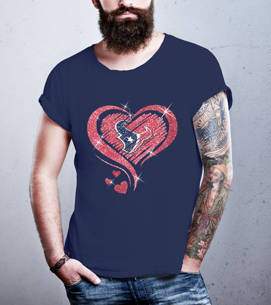 Heart Diamond Glitter Houston Texans T-Shirt