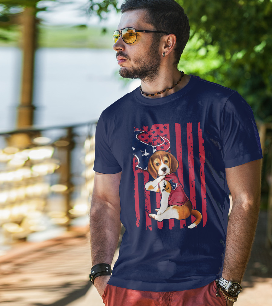 Houston Texans Beagle I Love Mom T-Shirt