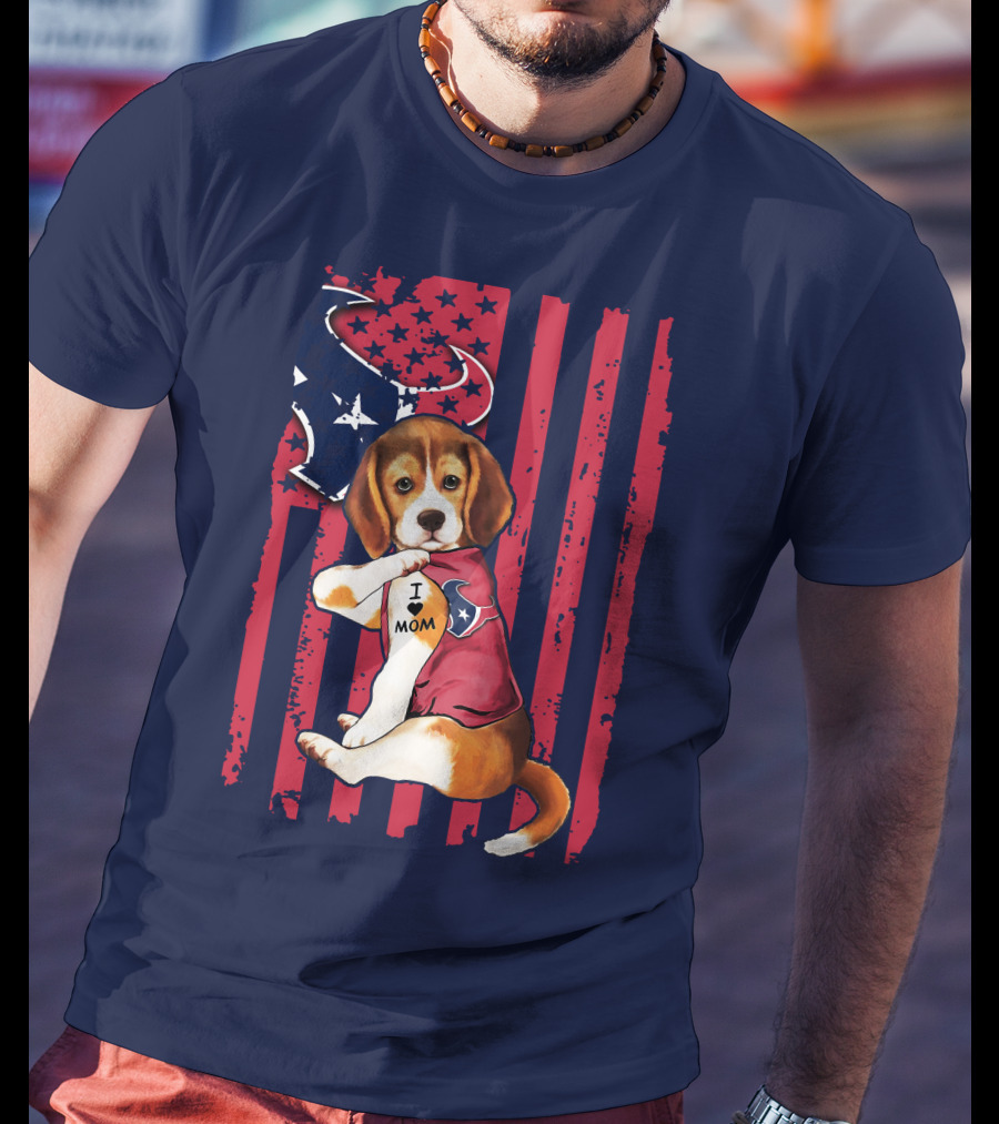 Houston Texans Beagle I Love Mom T-Shirt