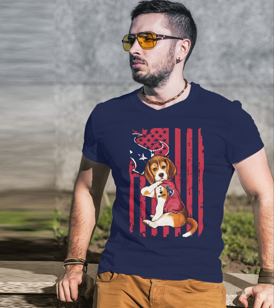 Houston Texans Beagle I Love Mom T-Shirt