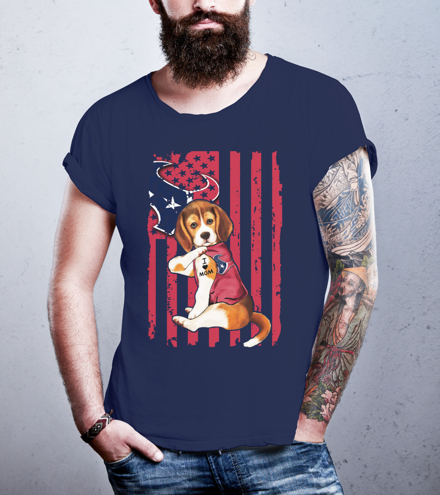 Houston Texans Beagle I Love Mom T-Shirt