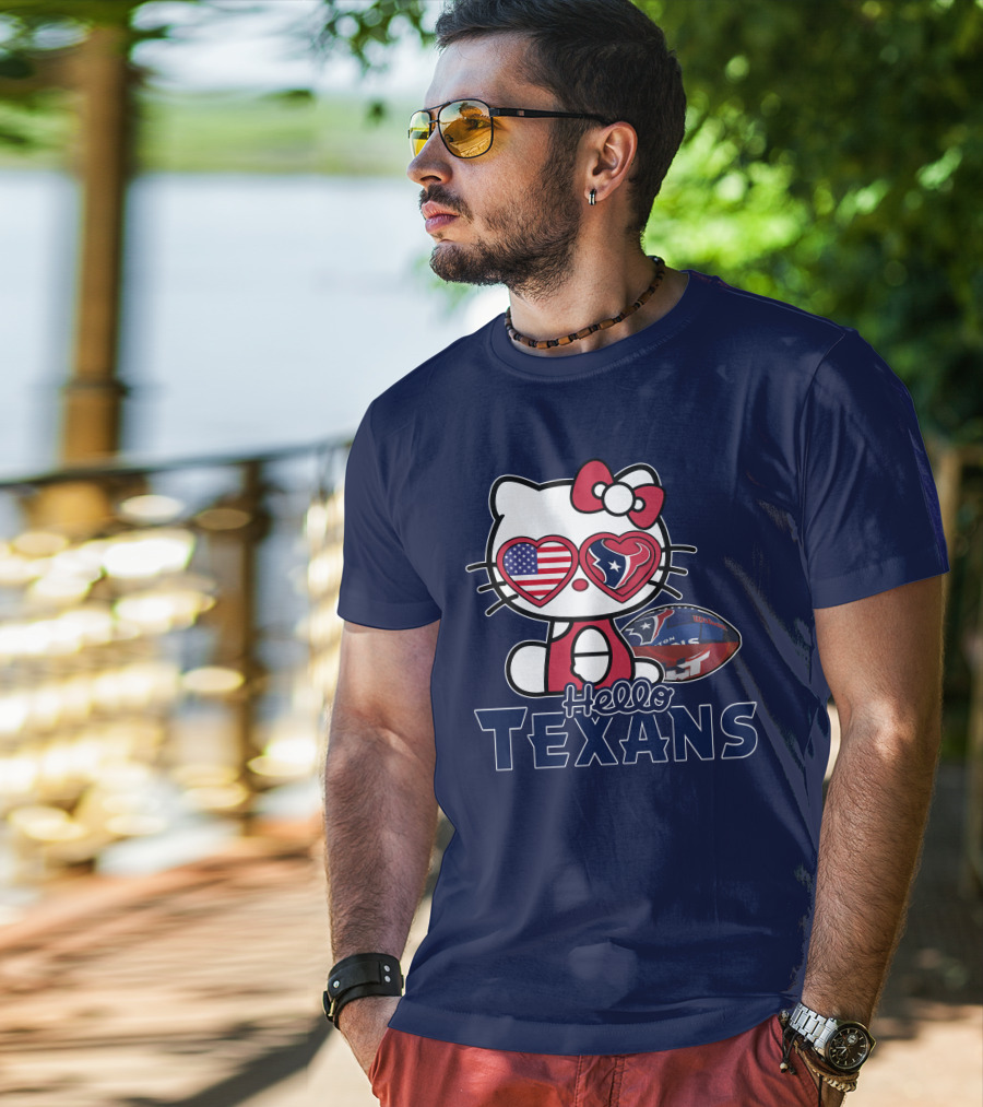 Hello Kitty Texans Football Heart USA Fan Love T-Shirt