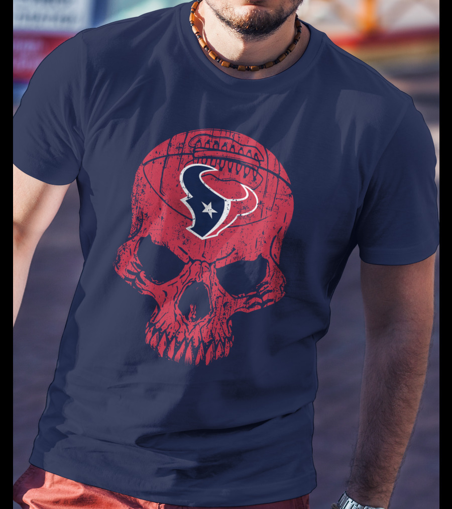 Houston Texans Skull Football Emblem 18 T-Shirt