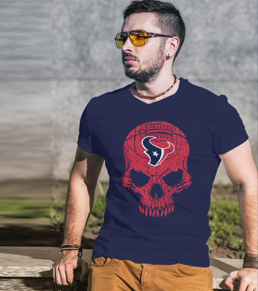 Houston Texans Skull Football Emblem 18 T-Shirt