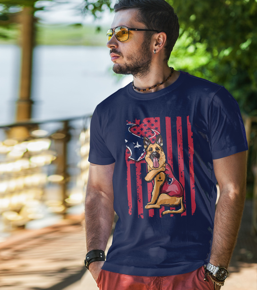 German Shepherd I Love Mom Houston Texans Flag T-Shirt