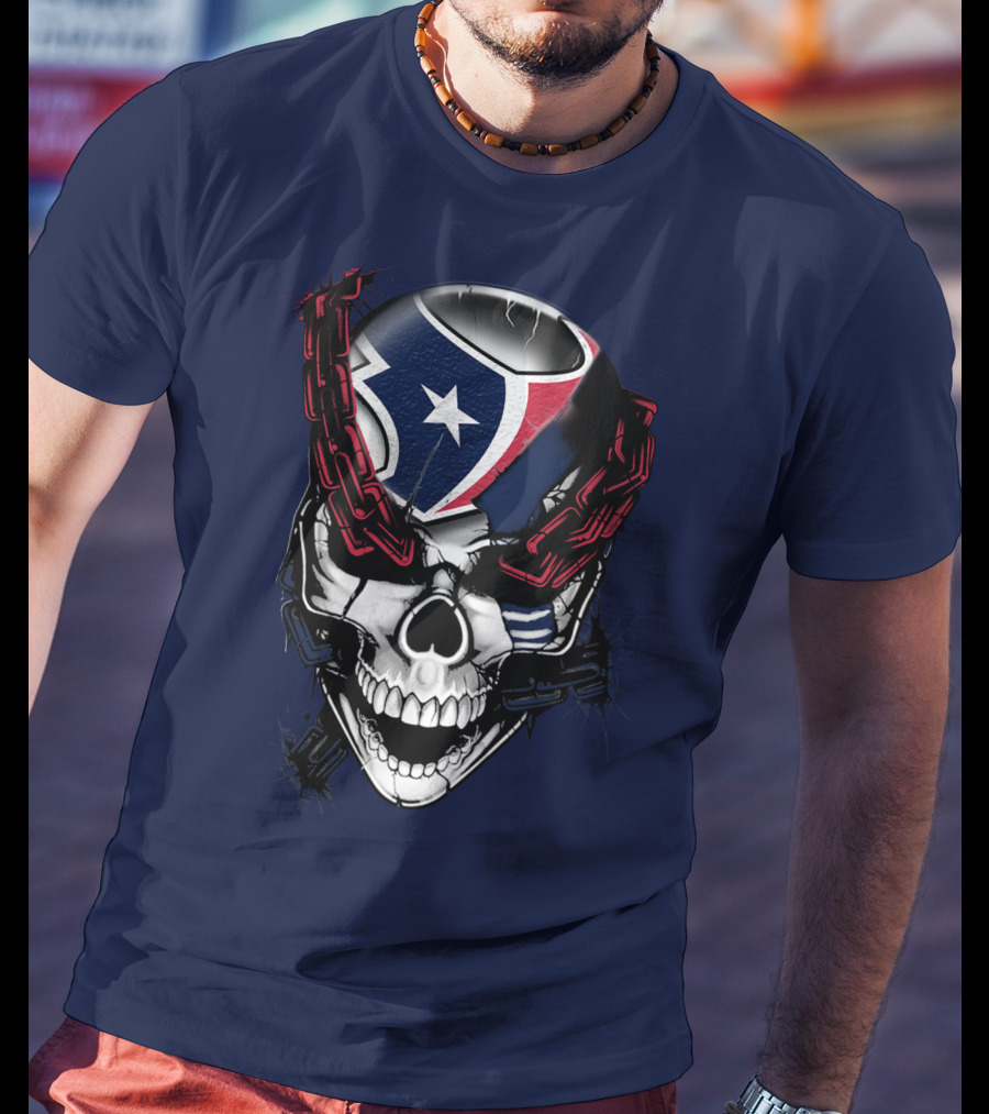 Houston Texans Skull With Chains T-Shirt
