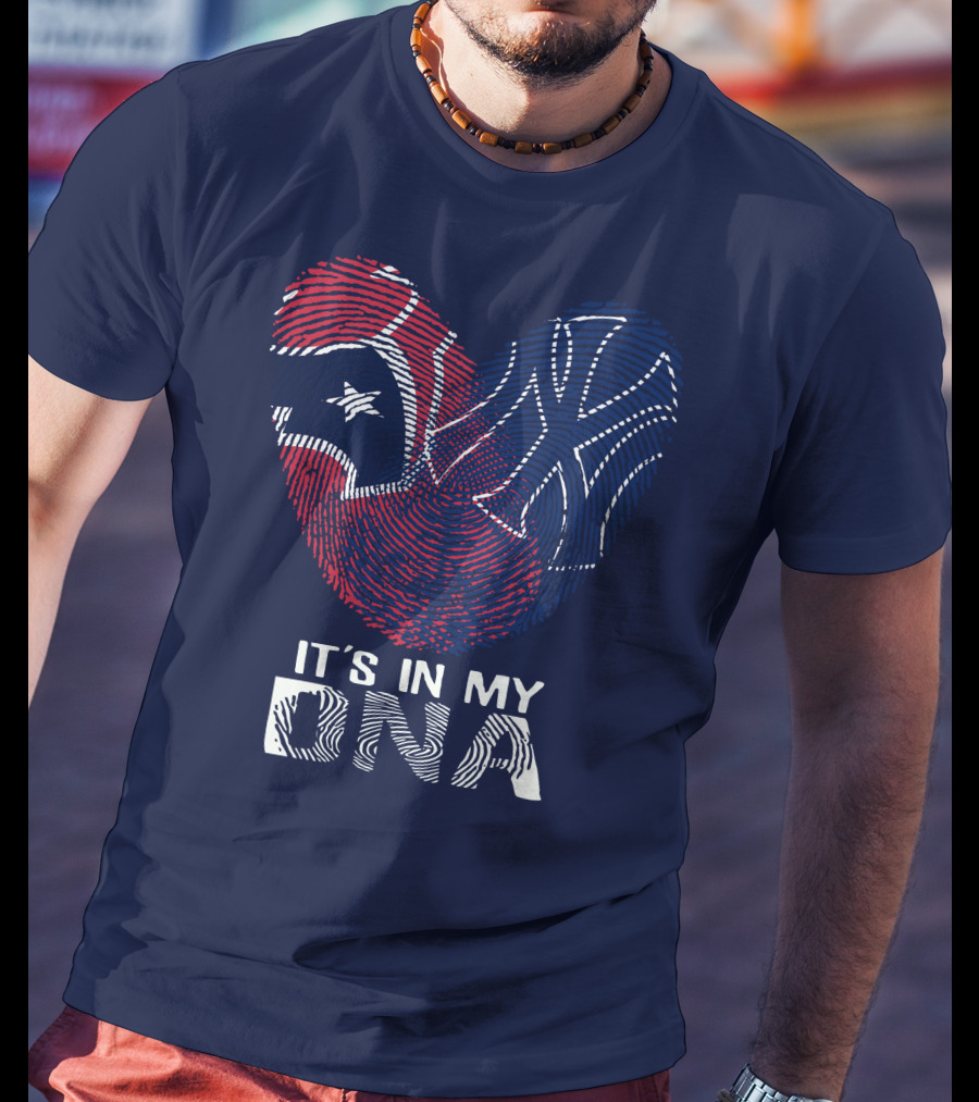 Houston Texans It's In My Dna Fingerprint Heart Yankees T-Shirt