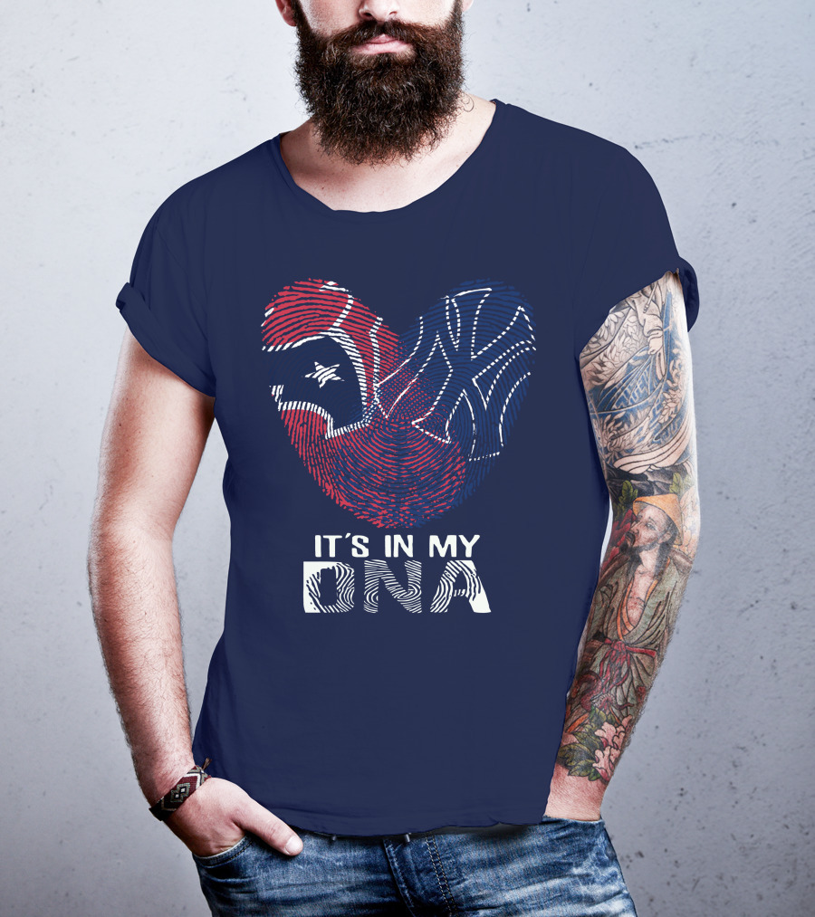 Houston Texans It's In My Dna Fingerprint Heart Yankees T-Shirt