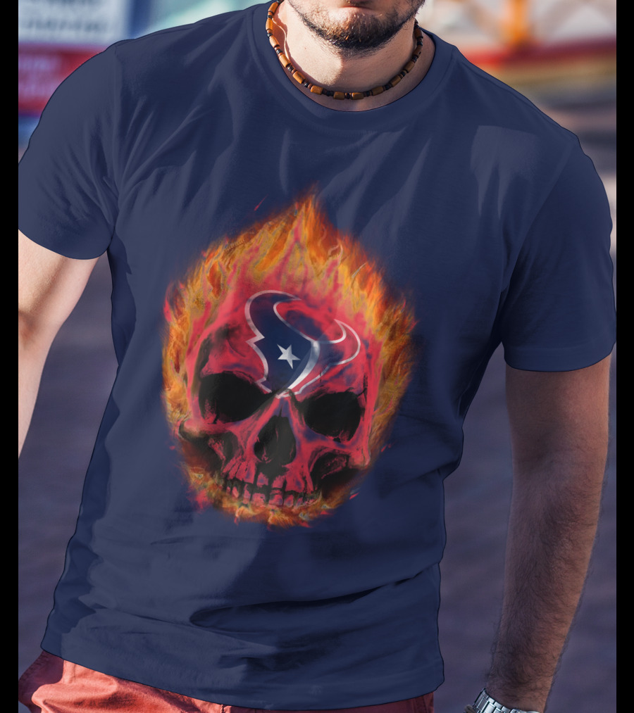 Houston Texans Flaming Skull T-Shirt