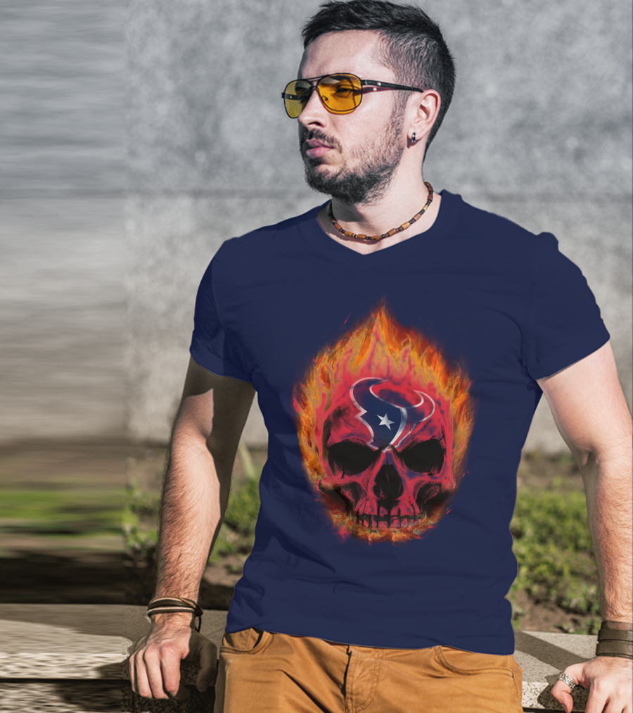 Houston Texans Flaming Skull T-Shirt