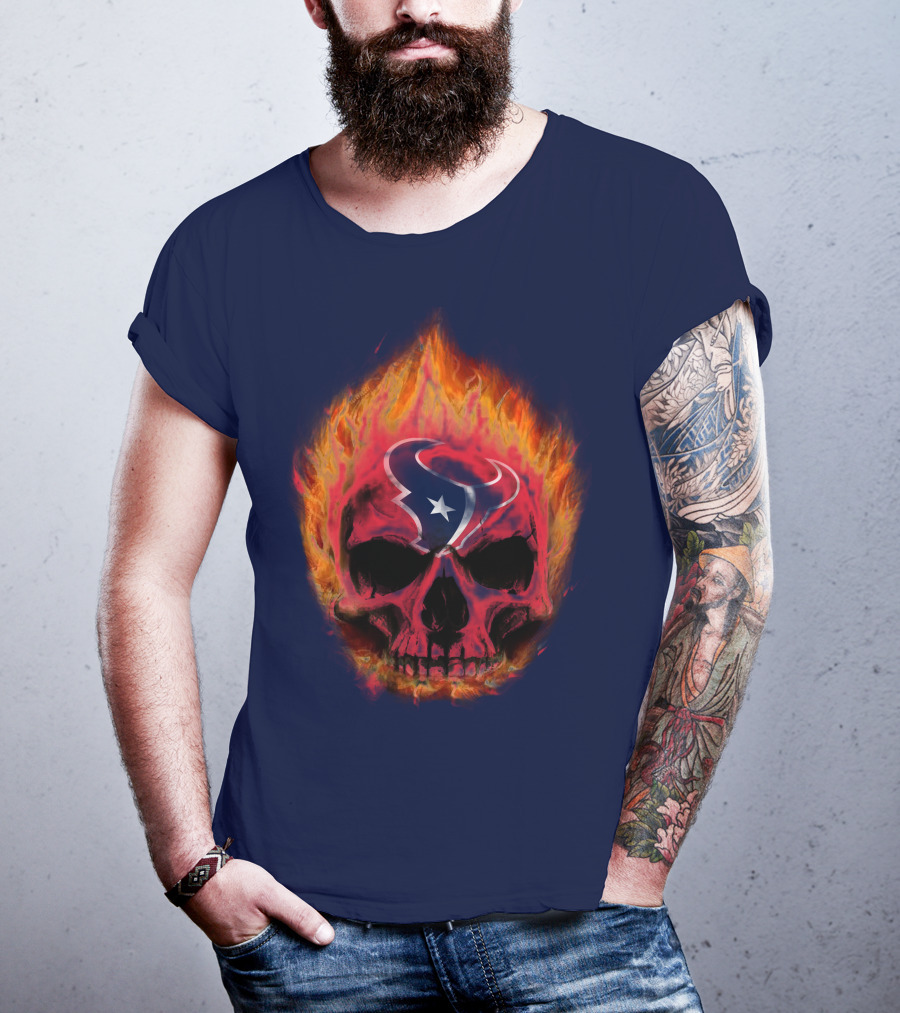 Houston Texans Flaming Skull T-Shirt