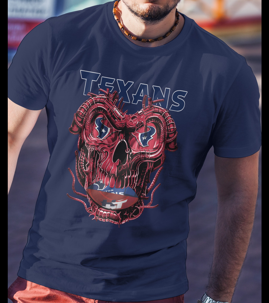 Texans Dragonskull Football Face T-Shirt