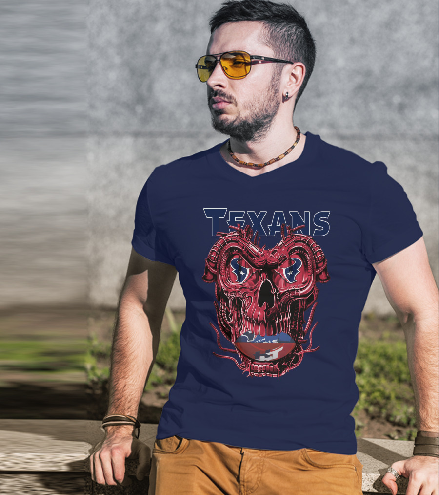 Texans Dragonskull Football Face T-Shirt